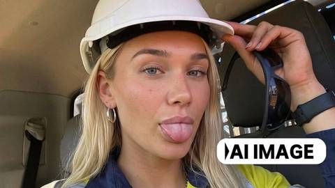 Person wearing hard hat and high-visibility vest in car interior