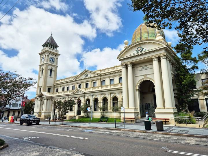 File image: Balmain Court House heritage building with clock tower, Sydney