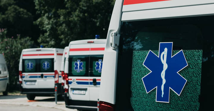 File image: Multiple ambulances parked together, displaying Star of Life medical symbols