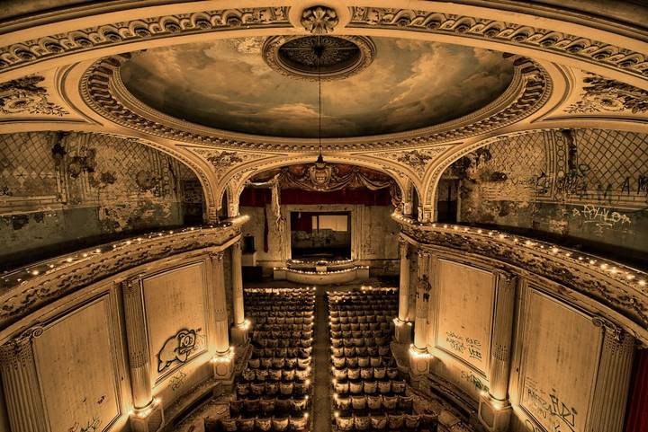File image: Ornate abandoned historic theatre interior viewed from above