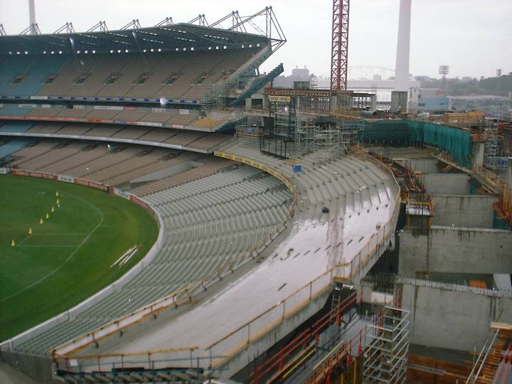 File image: Large stadium interior with construction equipment and renovation work underway