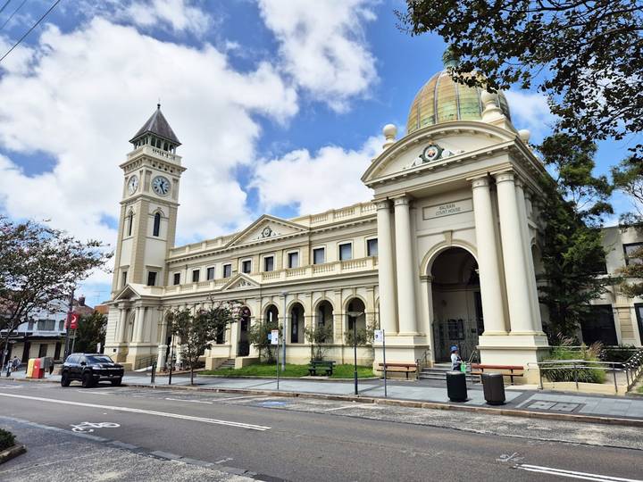 File image: Balmain Court House heritage building with clock tower, Sydney