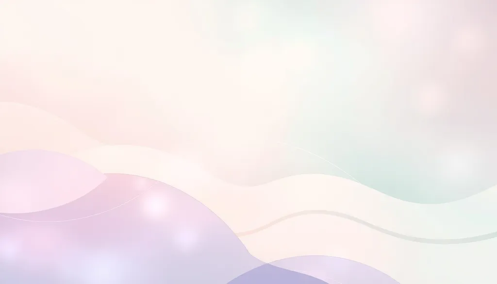 Generate an abstract website mast background design featuring a gradient of soft pastel colors such as lavender, mint green, and light peach. Incorporate subtle geometric shapes and lines that blend seamlessly into the background, adding a sense of depth and movement. The design should evoke a serene and modern aesthetic, suitable for a lifestyle or wellness blog. The top section should be clear of distractions, leaving ample space for the website's logo and navigation elements.
