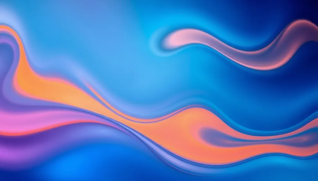 Create a vibrant and abstract website mast background featuring swirling gradients of deep blue, teal, and hints of bright orange. Incorporate soft, flowing shapes and subtle textures that suggest movement and depth, while maintaining a clean and modern aesthetic. Ensure the design allows for easy overlay of text and graphics, creating an inviting and dynamic visual experience suitable for a technology or creativity-focused website.