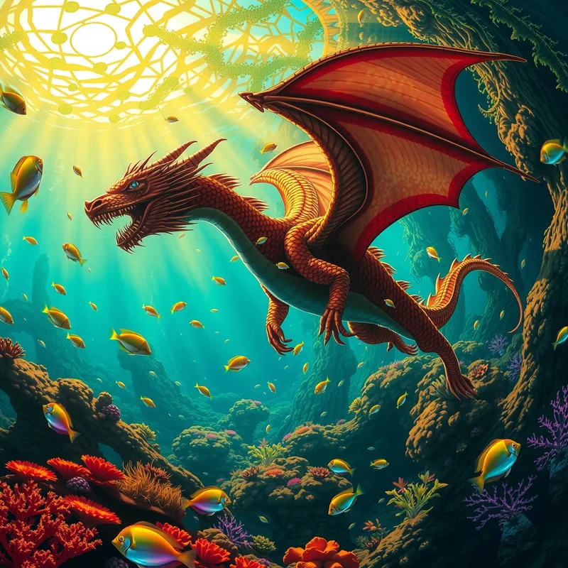 InspirePix | Rousseau van gogh underwater dragon garden