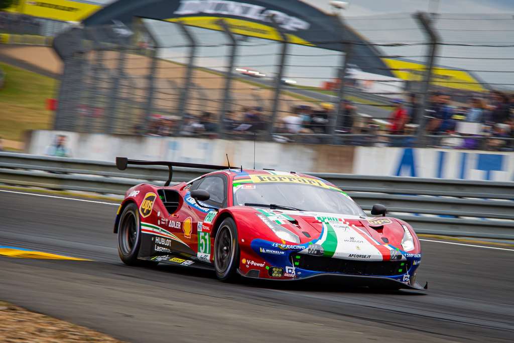 A racing car during a competition