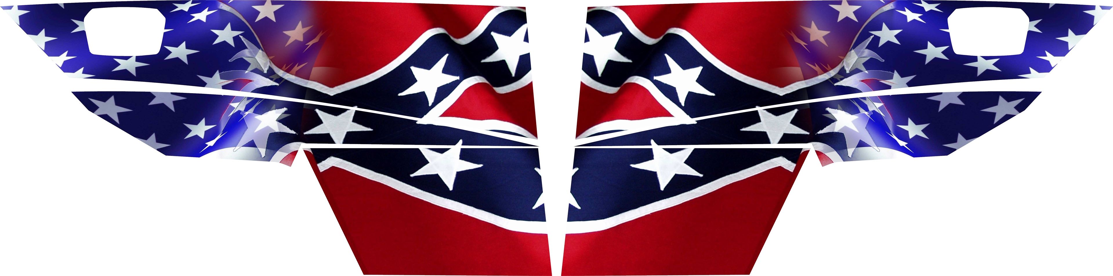 General Front Doors Waving American Flag faded to Confederate Flag