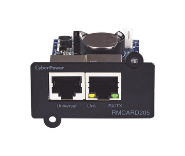 Tarjeta CyberPower RMCARD205 - Gesti�n Remota SNMP y HTTP � Conexi�n RJ-45 10/100Mbps | Compatible UPS Series PR, OL y OR � Interfaz Ethernet R�pido Negro