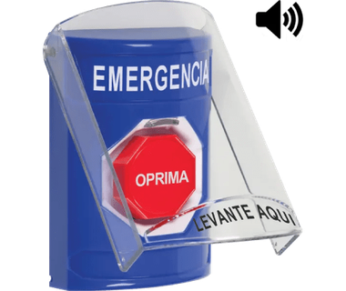 Bot�n Multiprop�sito STI SS24A2EM-ES - Emergencia � Pulsador con Tapa de Policarbonato y Bocina Pre Alarma | Convencional � Uso Interior