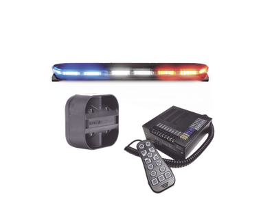 Kit Sirena Bocina Torreta ECCO 16TR47KIT300 - 300 LEDs � Dual Color | Frente Rojo/Blanco Azul/Blanco � Trasero Rojo/�mbar Azul/�mbar | Torreta 47" Serie 16