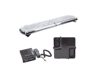 Kit Sirena Vehicular ECCO Serie 12 - Torreta 48" 130 LED � Dual Color Rojo/Azul/Claro/�mbar | Bocina Ultradelgada H2 Covert � Equipamiento Profesional