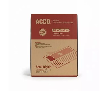 Mica T�rmica Acco P7254 - Tama�o Carta - Espesor 5 Mil�simas - Semi R�gida - Caja con 50 Piezas