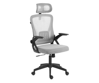 Silla de Oficina Acteck Flux Lite EC313HR - Malla Gris y Marco Negro � Reclinable 120� | Pist�n Clase 2 � Reposabrazos Abatibles � Soporta 100 kg
