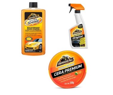 Combo para Cuidado Automotriz Armor All ECOM92 - Shampoo Ultra Shine � Protector Interior � Cera Premium Carnauba | 473 ml + 473 ml + 200 g � L�quidos y S�lido