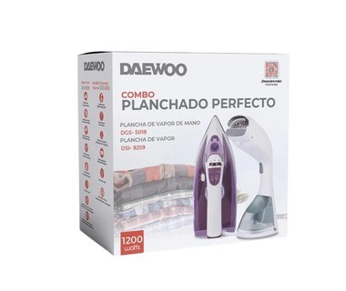 Combo Plancha DAEWOO PLANCHADOCOMBO - Plancha de Vapor de Mano DGS-5018 - Plancha de Vapor DSI-9259 - 1200W