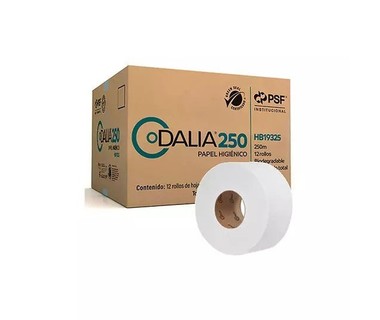 Papel Higi�nico Dalia HB19325 - Papel de Ba�o � Doble Hoja Blanca | Caja con 12 Bobinas de 250 m � 100 % Biodegradable Certificado