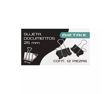 Sujeta Hojas Dietrix 2618 - Caja con 12 Piezas � Abertura 25mm (Peque�o) | Material Resistente � Evita Desprendimiento de Documentos � Ideal para Oficina, Escuela y Hogar
