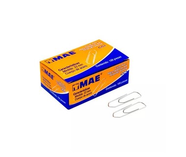 Clip MAE CC1-1 - Clip Rectangular � Tama�o No. 1 (33mm) | Acero Niquelado � Resistente al Rompimiento � Capacidad 25 Hojas � Caja 100 Piezas