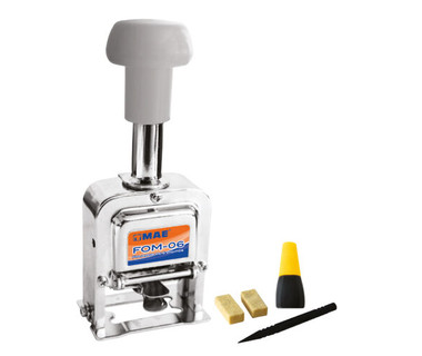Foliador MAE FOM-06 - Foliador � 6 D�gitos | Mecanismo Manual (Met�lico) � Cuerpo de metal y mango pl�stico, incluye tinta y ajustador pl�stico