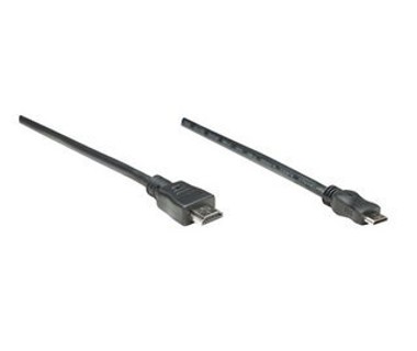 Cable HDMI de Alta Velocidad Manhattan - Mini HDMI Macho a HDMI Macho - 1.8mts - Negro - BULK
