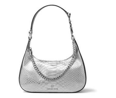 MICHAEL KORS 32S2GP1C1M-SILVER Pouchette Leather | Silver | Small