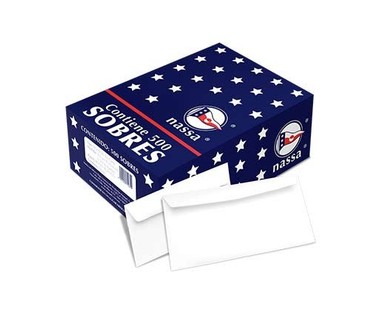 Sobre de Correspondencia Nassa - Sobre de Carta � Tama�o 9.2x16.4 cm | Papel 60 kg � Sin Fondo � Paquete con 500 piezas