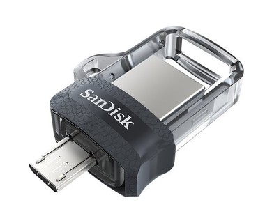 Memoria Micro USB SanDisk Ultra Dual m3.0 - 16GB - USB 3.0 - OTG - Gris