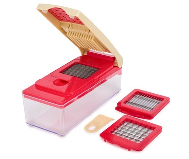 Cortador Manual Turmix COVF01 - Cortador de Verduras � 3 Cuchillas de Acero Inoxidable | Base Antideslizante � Color Rojo