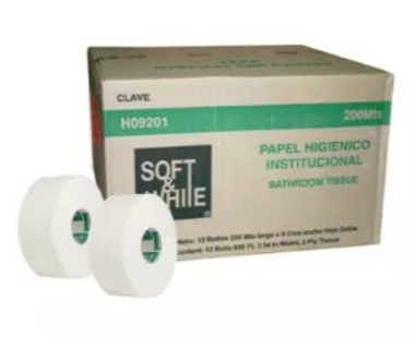 Papel Higi�nico Soft White PHI0001SW - Papel de Ba�o � Rollos Dobles 200 m � Ancho 9 cm | Caja 12 Rollos � Alta Calidad y Suavidad