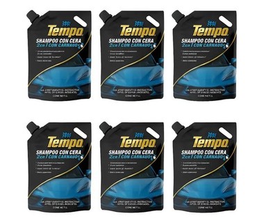 Shampoo con Cera Tempo ECOM407 - Limpiador y Protector � Cuidado Automotriz | 1 Litro � L�quido para Auto con Brillo Duradero