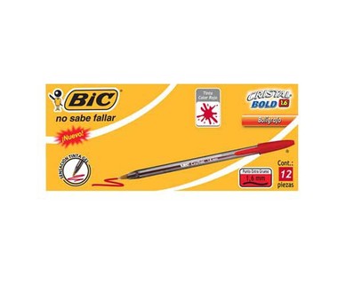 Bol�grafo Bic Cristal Bold CBB-12R - Tinta de Aceite � Punta Extra Gruesa 1.6 mm | Color Rojo � Caja con 12 Piezas