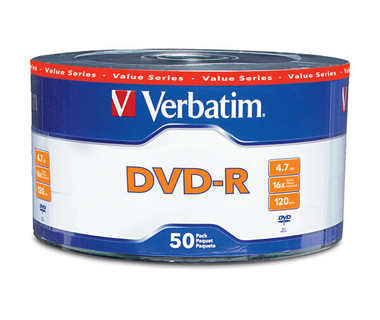 DVD-R Verbatim - 16X - 4.7GB - Paquete de 50 Piezas