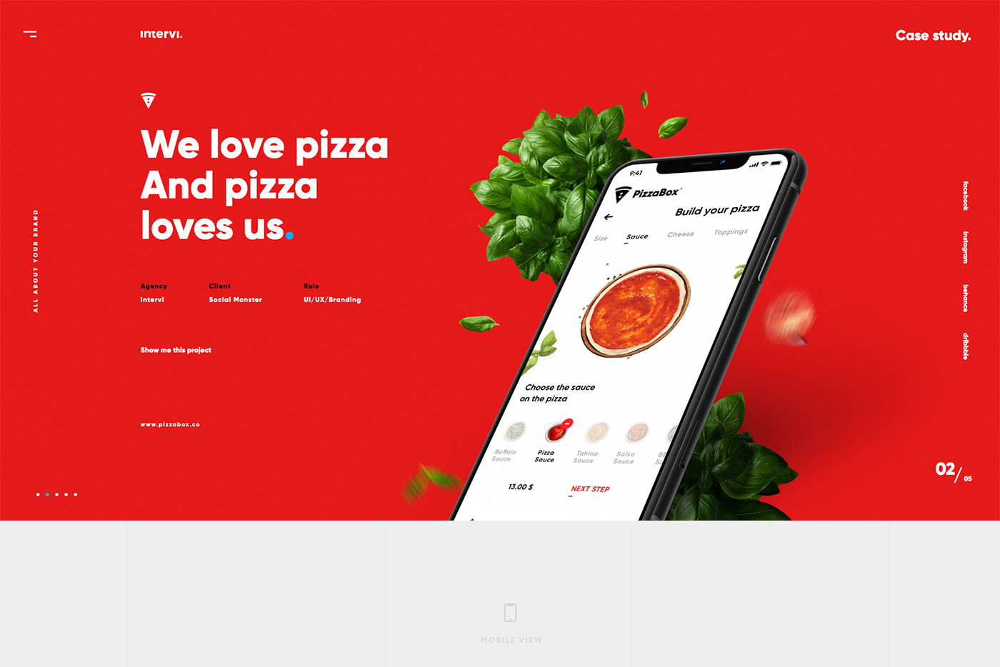 Screen sekcji PizzaBox