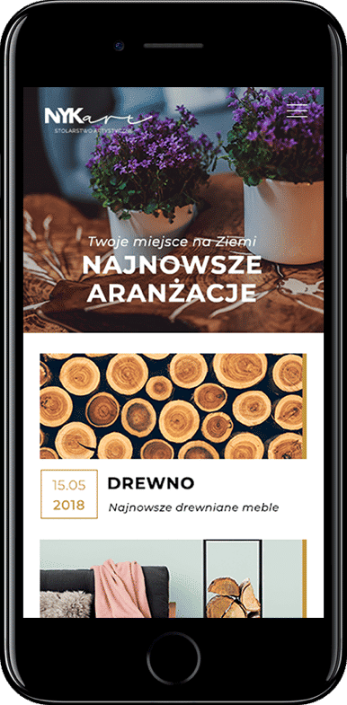 Grafika przedstawiająca smartfon z otwartą stroną internetową.