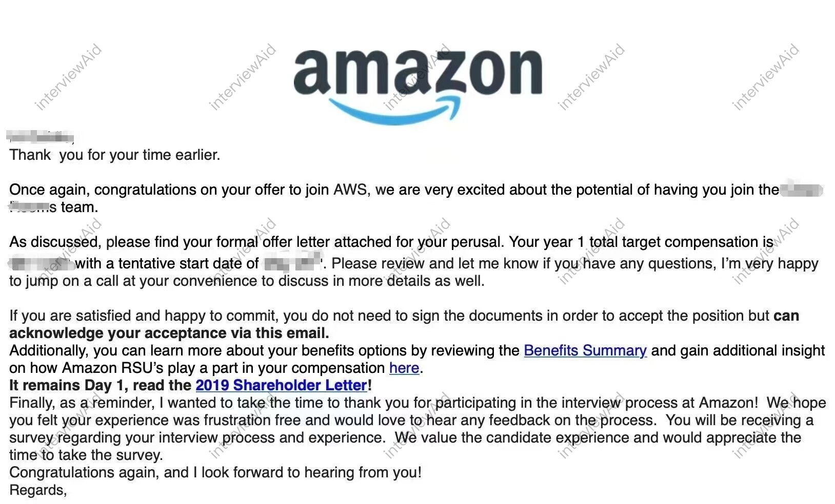 Amazon SDE2 offer 真实案例截图