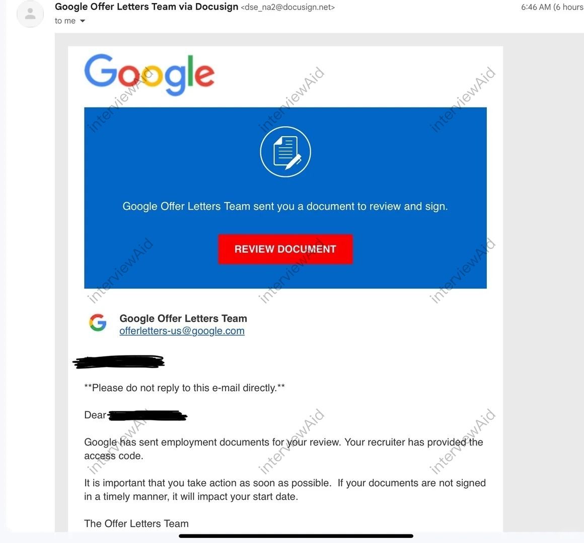 Google offer 真实案例截图