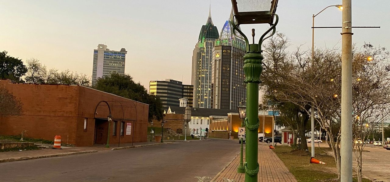 A lamp post with a potted plant on the side of it