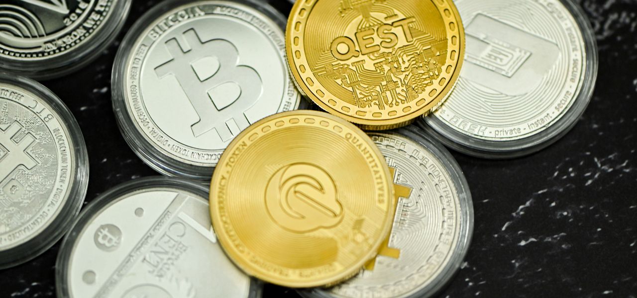 a pile of coins sitting on top of a table