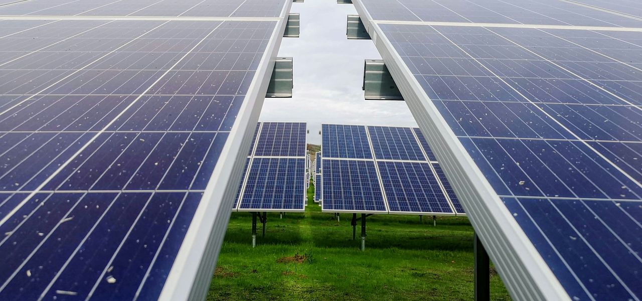 blue and white solar panel lot