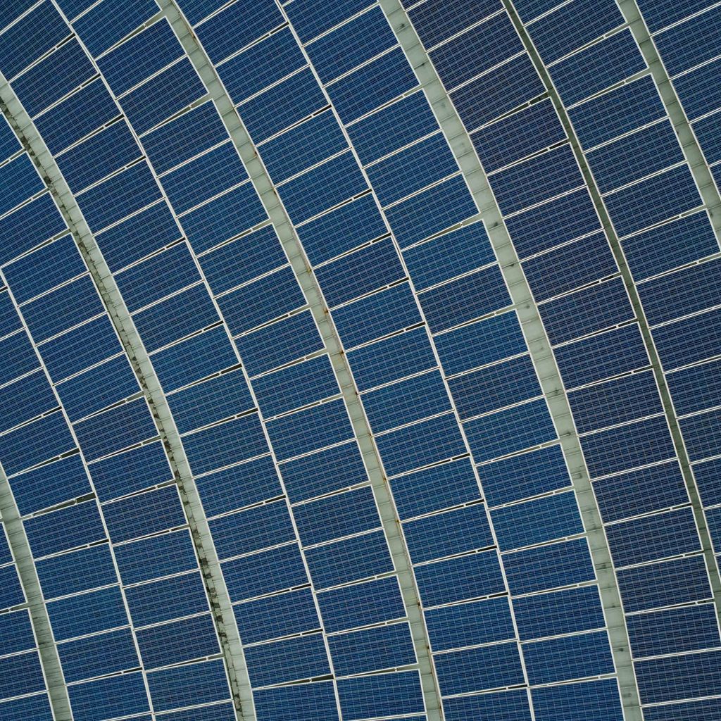 blue solar panel lot