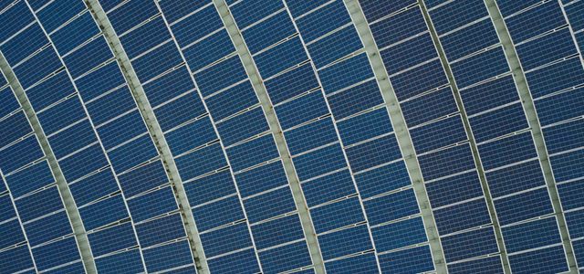 blue solar panel lot