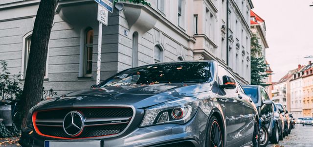 parked gray Mercedes car