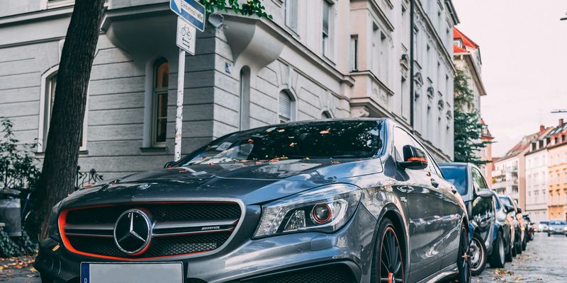parked gray Mercedes car