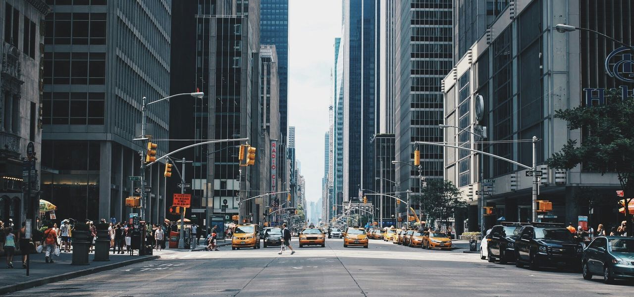 pathway between high rise buildings