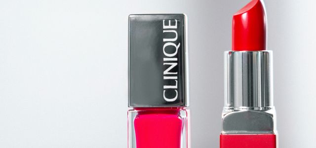 red lipstick on white background