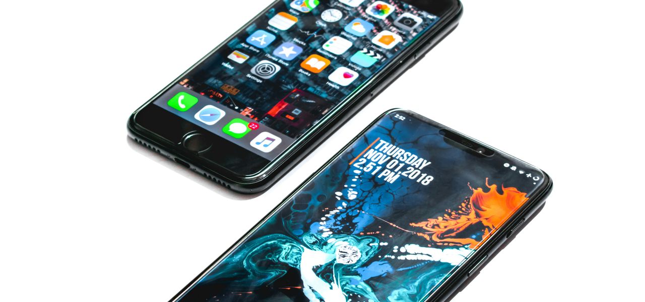 two black smartphones