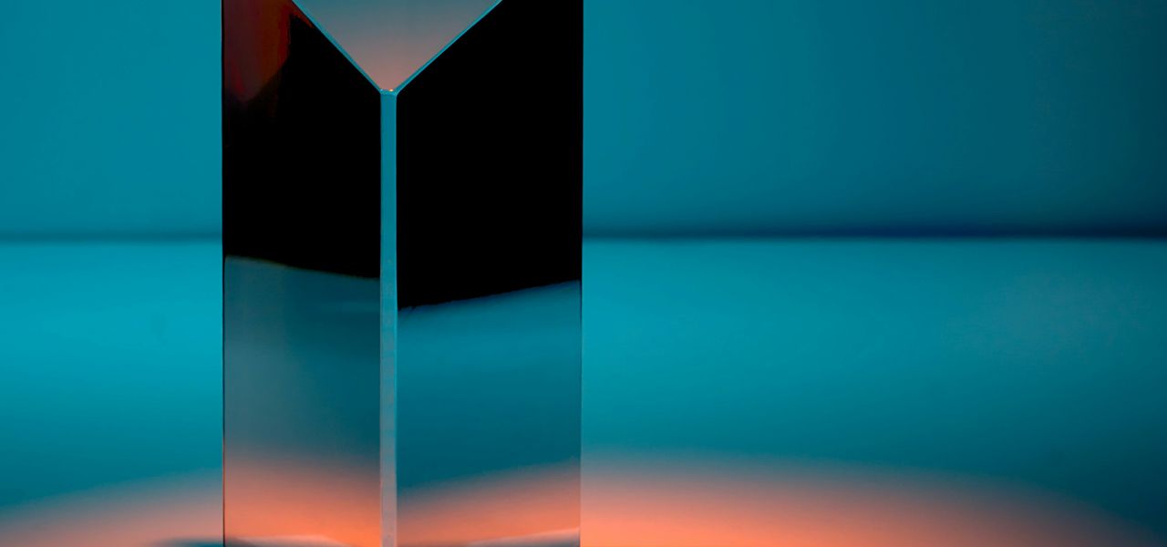 white and blue triangle illustration