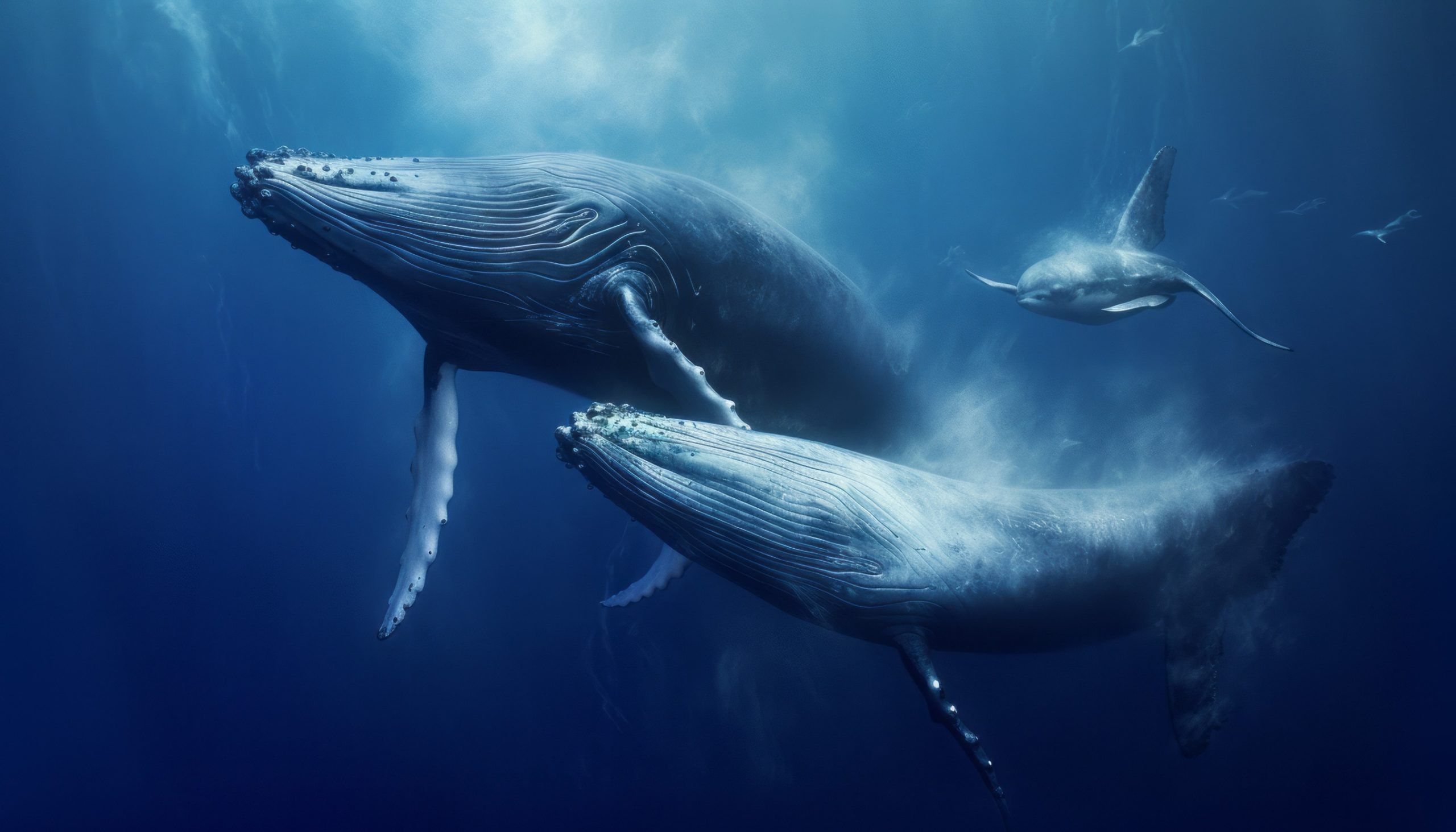 Humpback Whales in Deep Blue Ocean