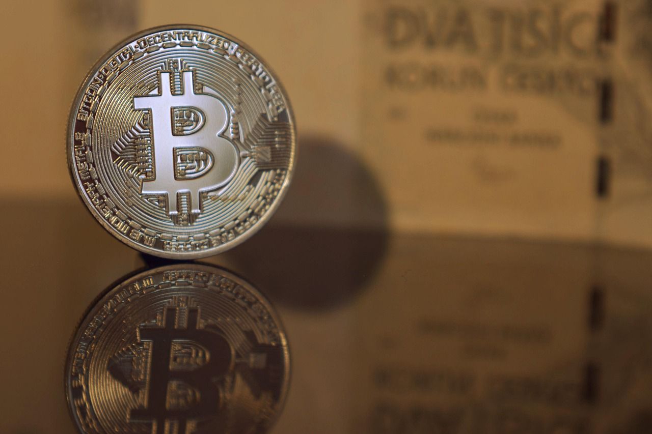 A physical Bitcoin token.