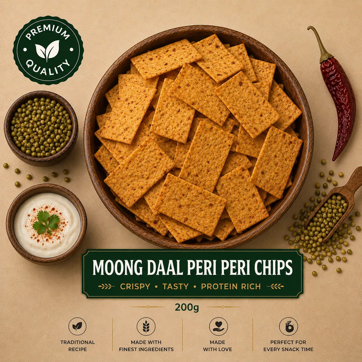 Moong Dal Peri Peri Chips pack